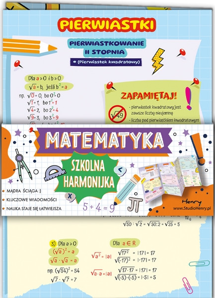 Ściąga Harmonijka Matematyka - pierwiastki i procenty Henry